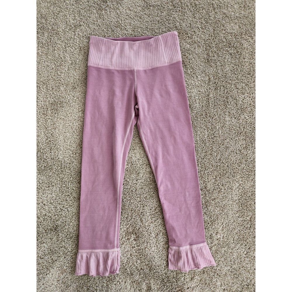 Electric & Rose Mauve Ribbed-Waist Ruffle Hem Leggings